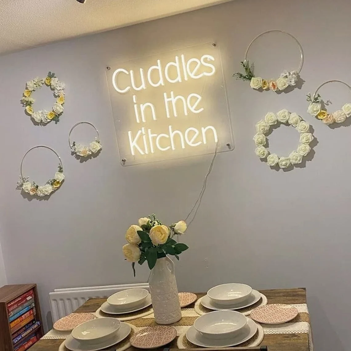 "Cuddles in the Kitchen" neon sign