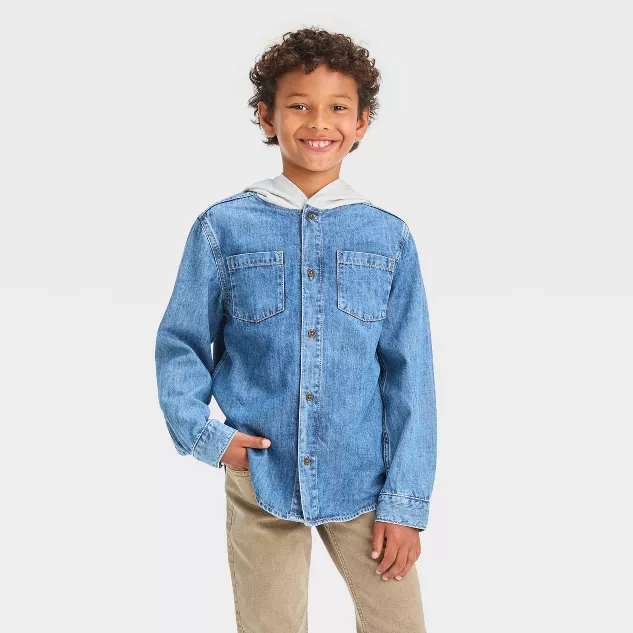 Boys' Long Sleeve Hooded Shacket