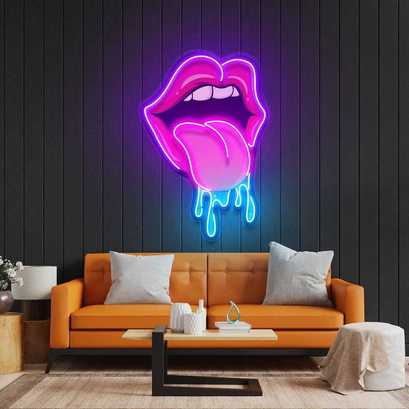  "Lips Dripping" acrylic artwork