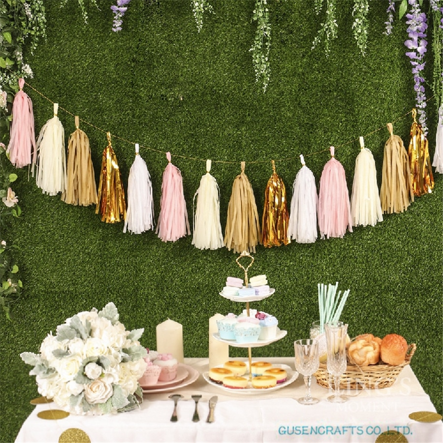 Mixed Rose Gold Iridescent DIY Tissue Paper Tassel Garlands