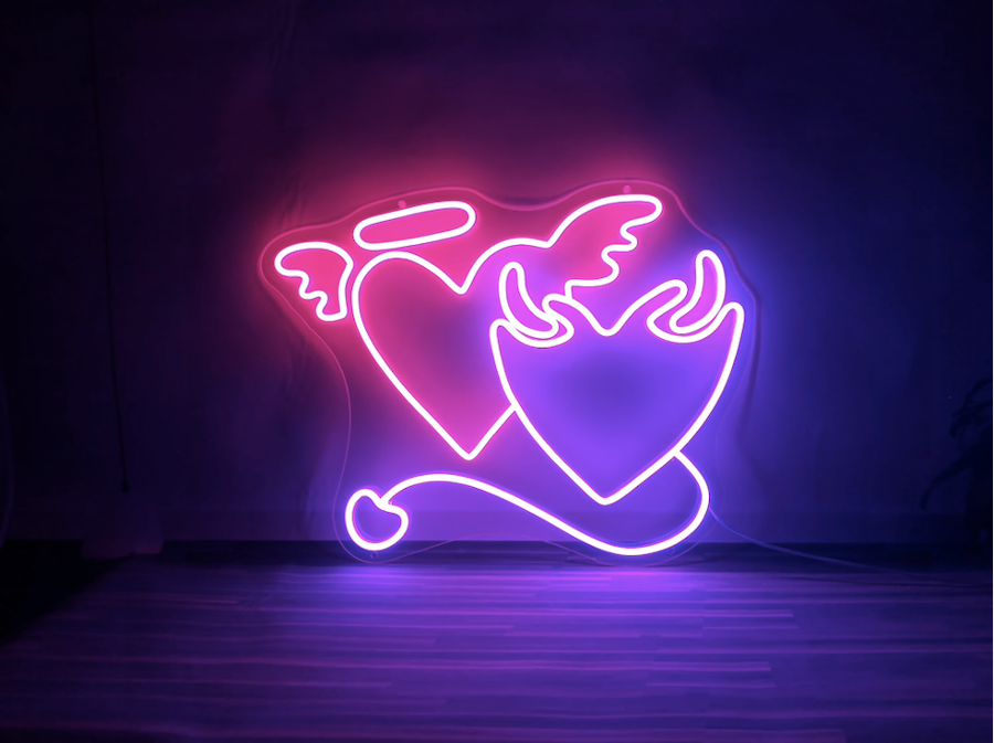 Black Neon Light Hearts Happy Valentines Day Limited Time Deal 50