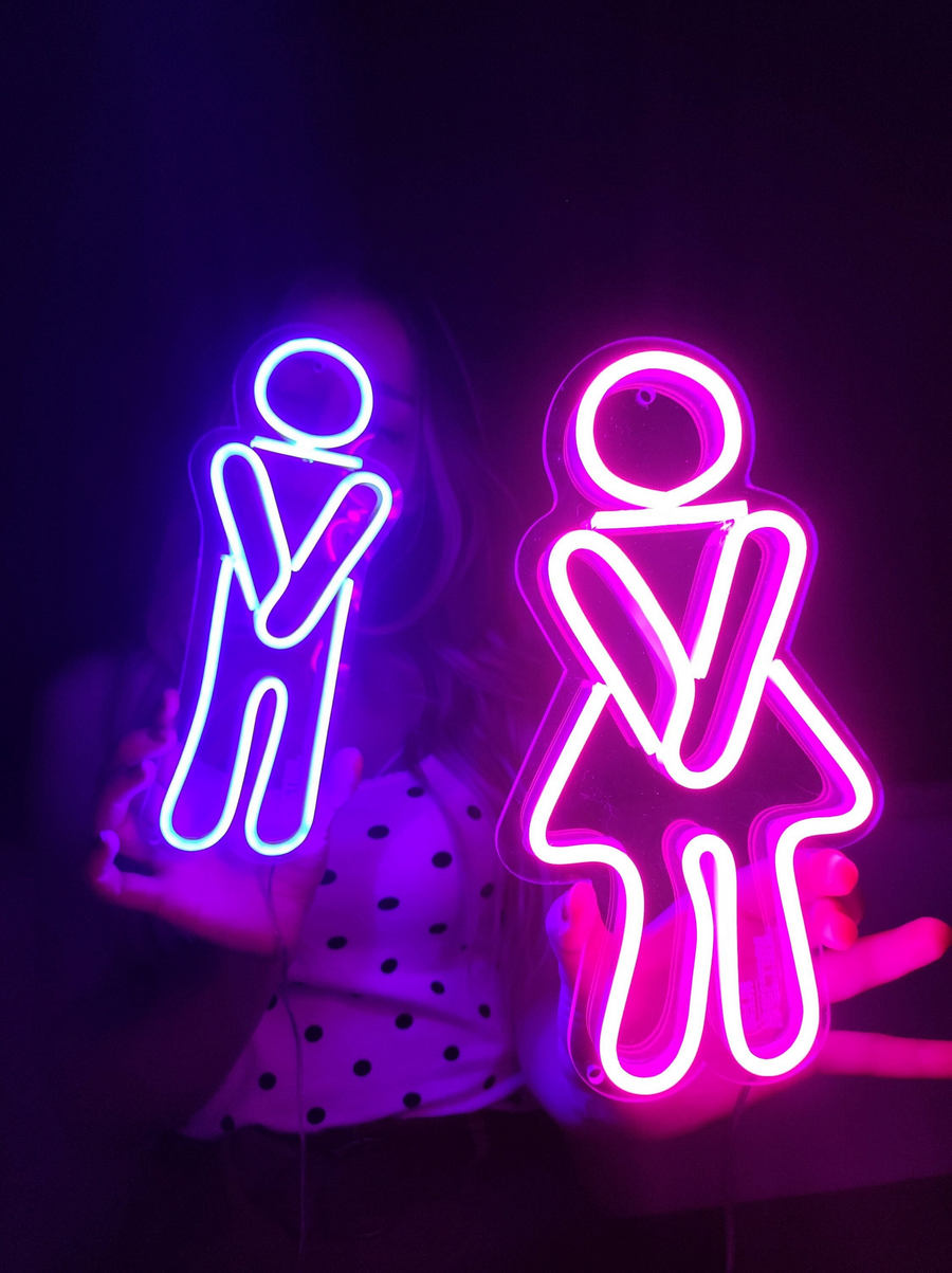 Female and male toilet illuminated signs
