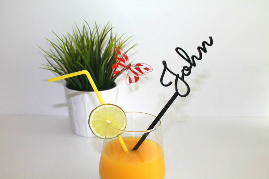 Personalized name drink stirrers