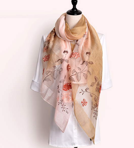 Beautiful Floral Embroidered Scarf 