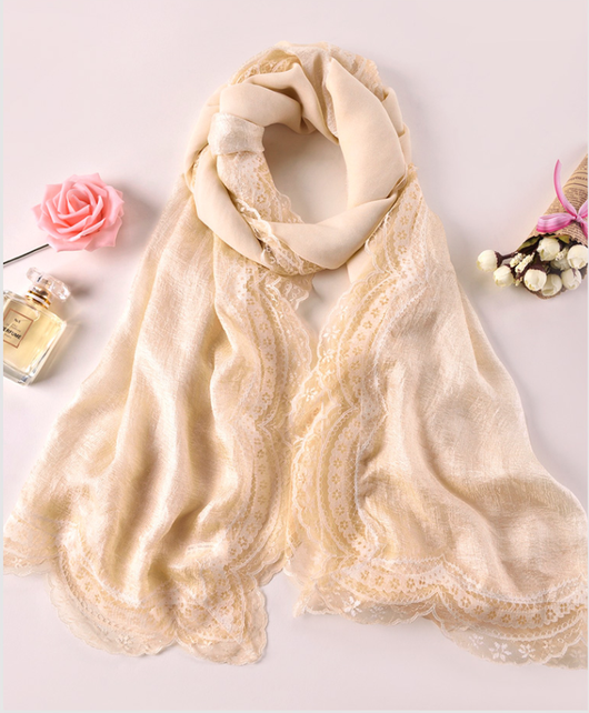 cream chiffon shawl