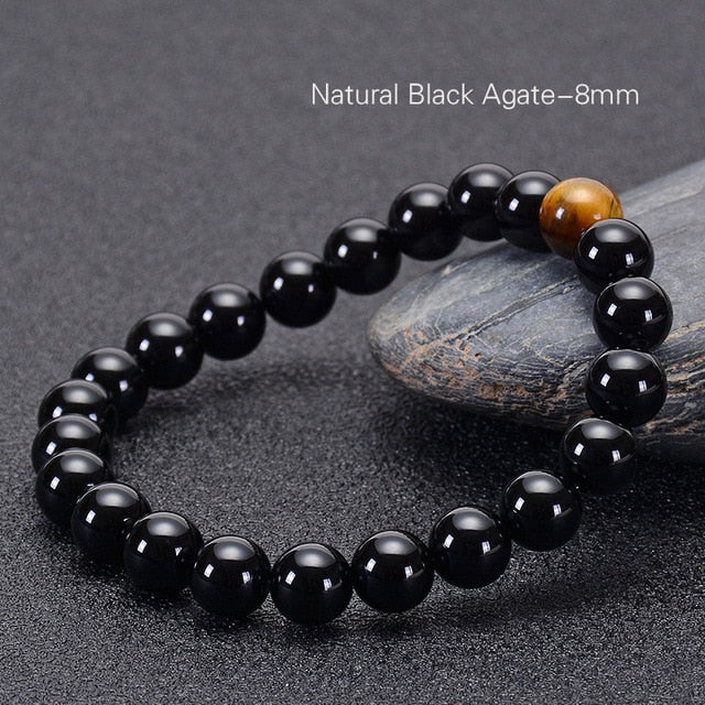 Natural Black Onyx & Tiger Eye Stones Beads Bracelet – Crazy Fox