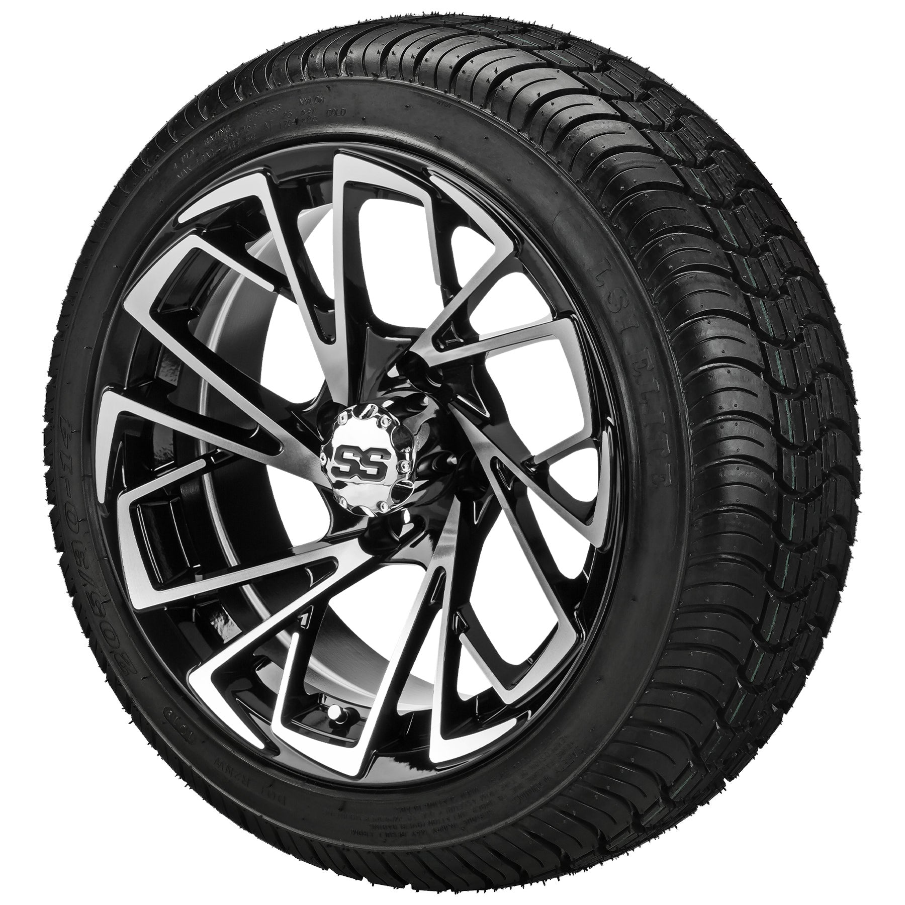 LSI 14" Stinger Black & Machined Wheel and Low Profile Tire Combo