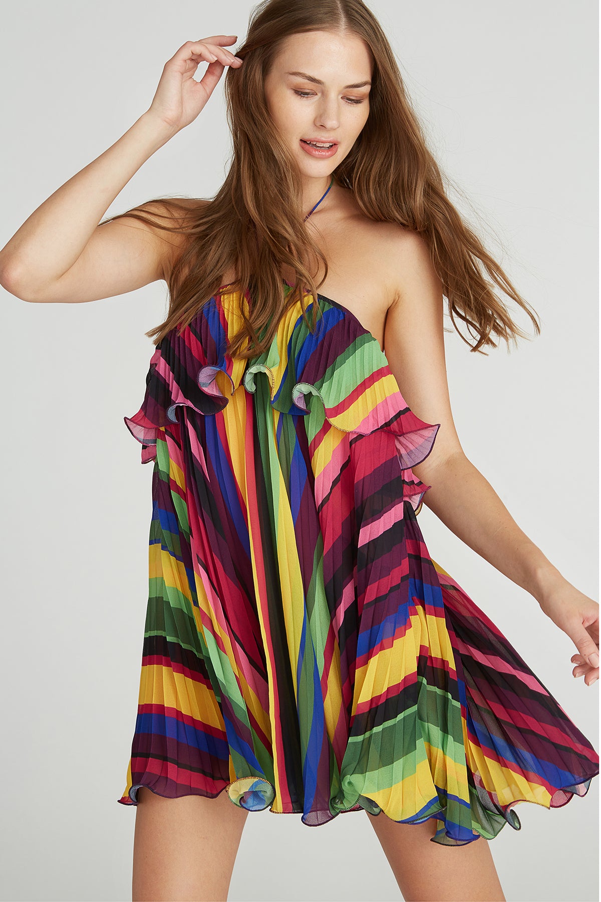 Estfan Pleated Halter Dress – AMUR