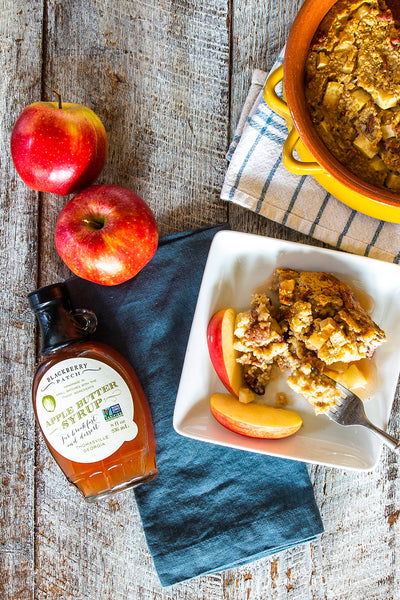 Apple Butter Oatmeal with Syrup Bottle