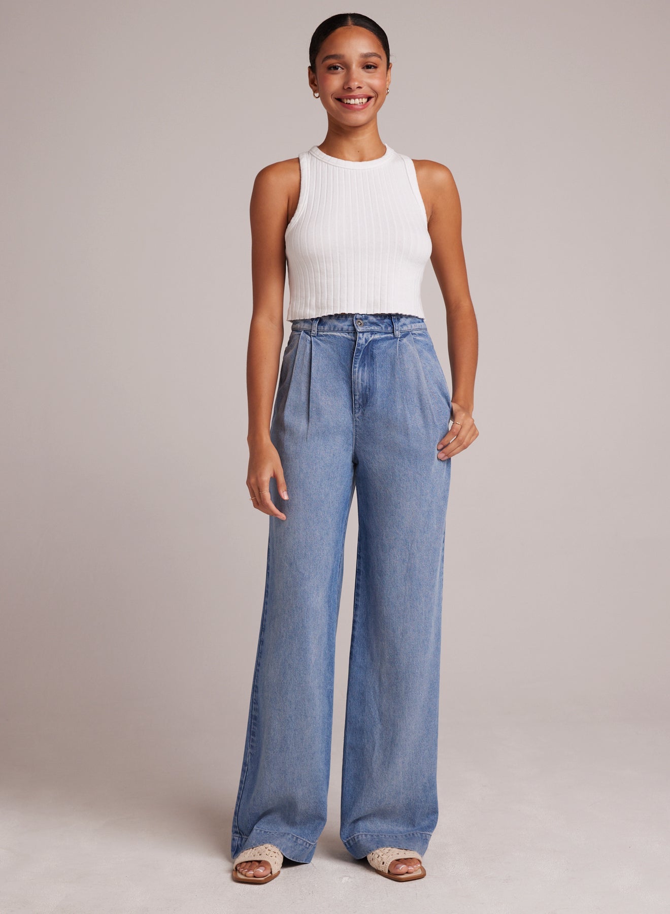 Image of Greta Pleated Wide Leg Trouser- Pacific Salt Wash