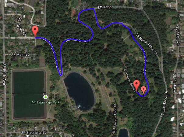 Mount Tabor Uphill Mile Running Route