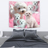 Bichon Frise On Pink Print Tapestry-Free Shipping