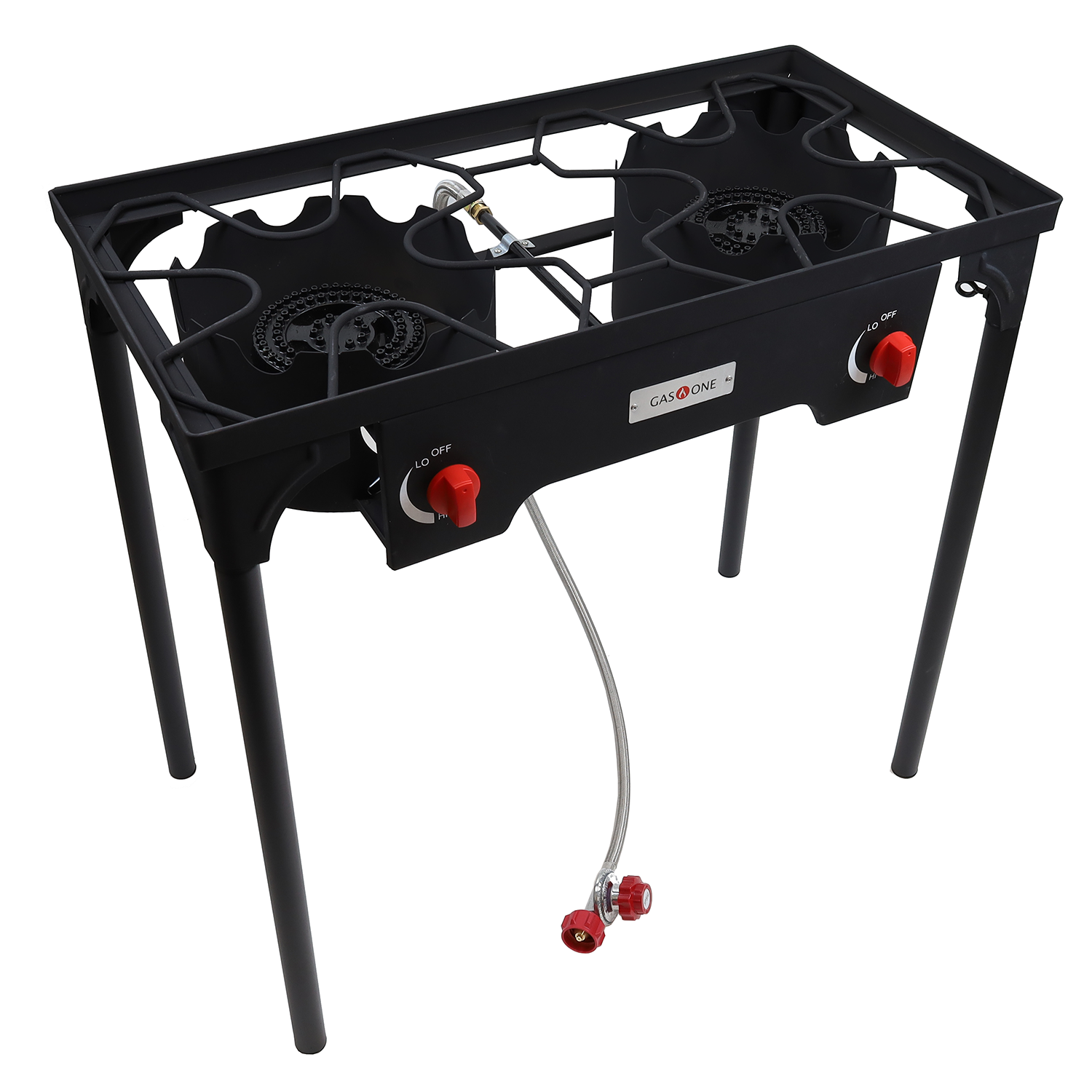 GAS One Two Burner Propane Camp Stove, Two 75,000BTU Cast Iron Burners with Windscreen Outdoor High Pressure Propane Double Burner