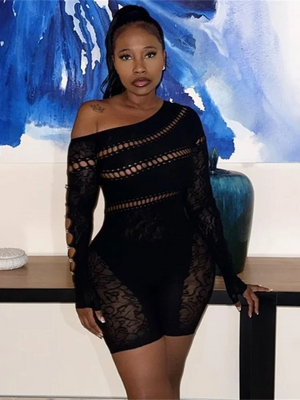 "Unleash Your Inner Hottie with T-BOO Women's Rhinestone Embellished Rompers - Perfect for Statement-Making Party and Clubwear Looks!" - T-BOO, LLC