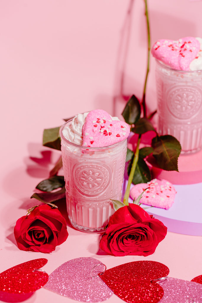 Millennial Pink Strawberry Marshmallow Milkshake - XO Marshmallow Blog Post