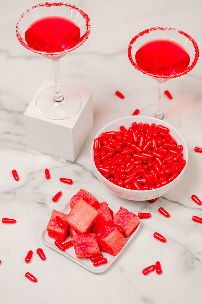Red Hawt martini recipe with red hot marshmallows 