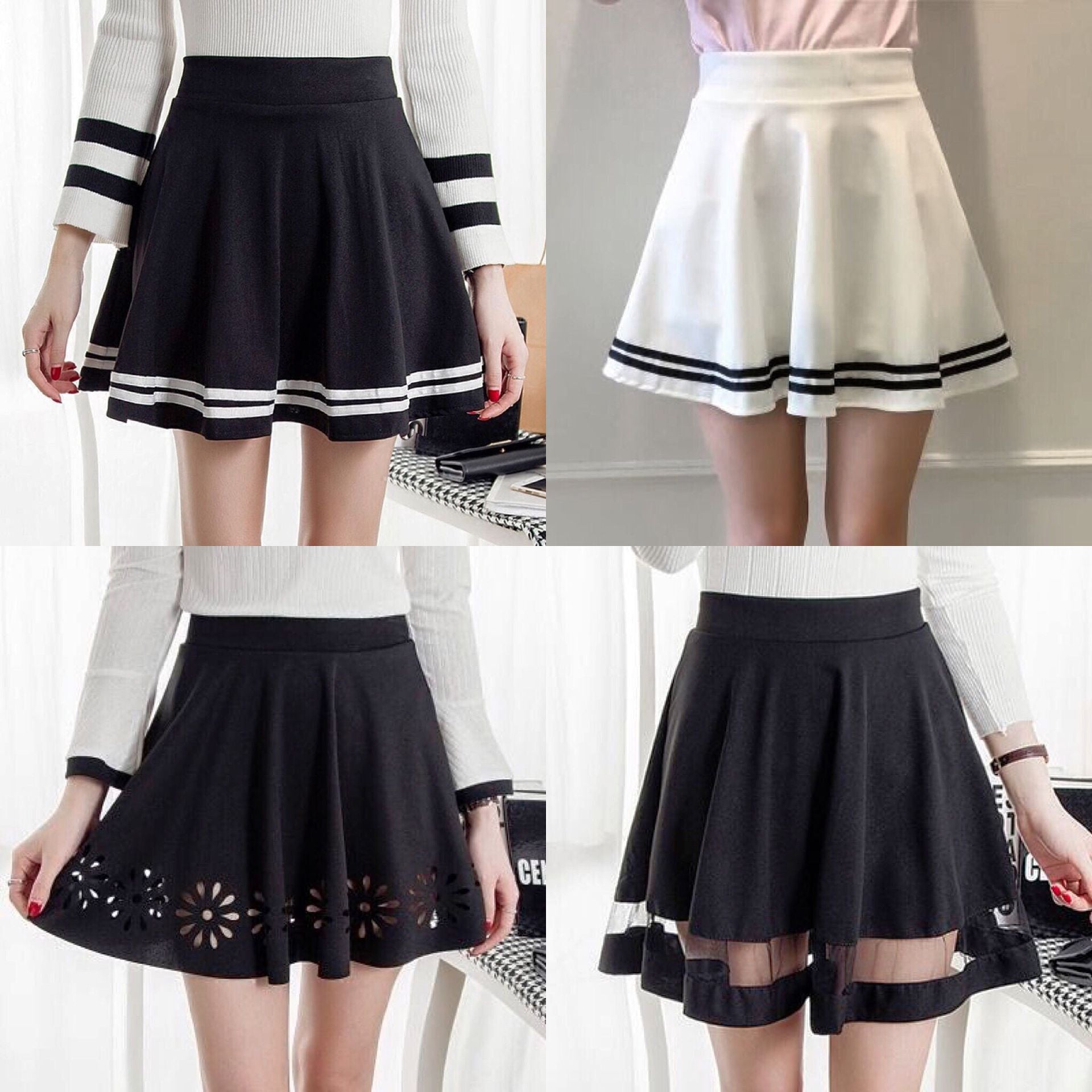 High waist pleated skirt skirt YV571 - Youvimi
