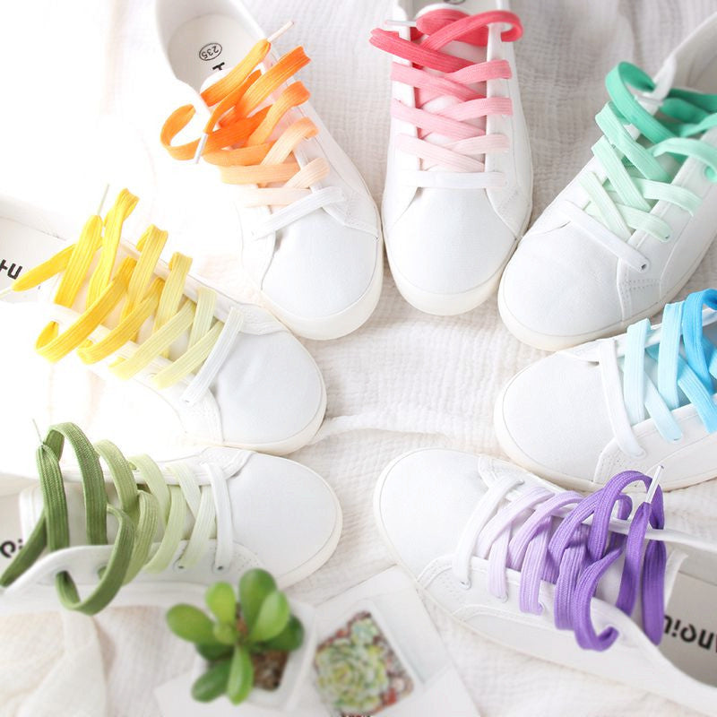 Gradient Shoelace Flats Korean White 