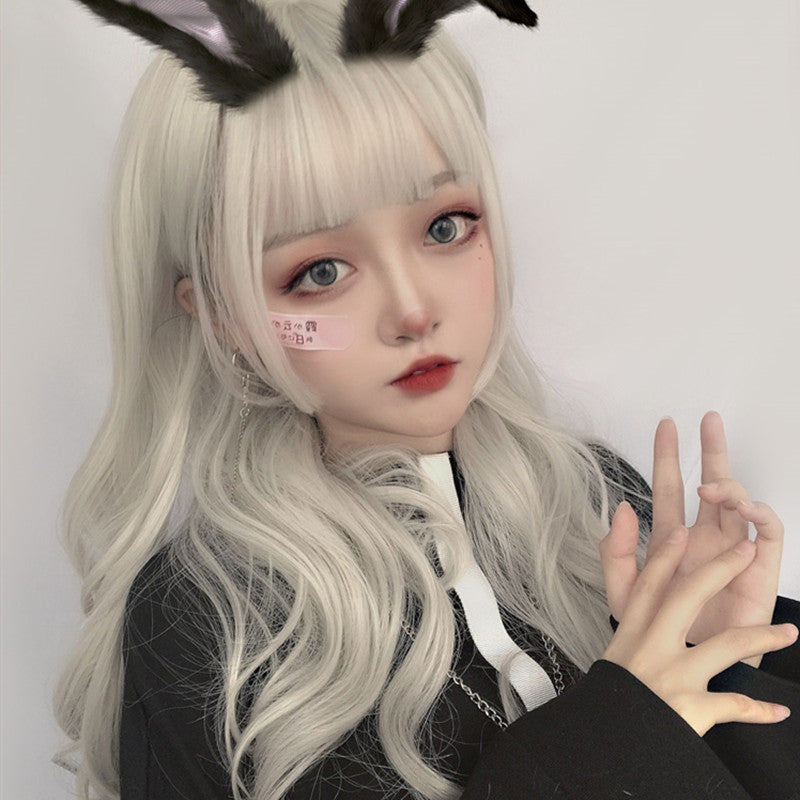 Lolita milky gray gradient long curly wig YV43580 – Youvimi