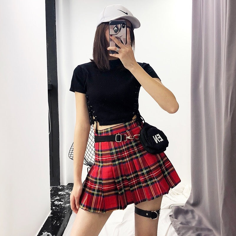 Ulzzang plaid skirt YV40940 | Youvimi