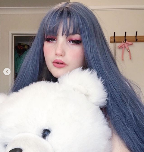 Blue gray long straight fluffy wig YV40472 – Youvimi