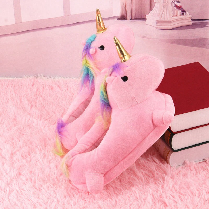 fuzzy unicorn slippers