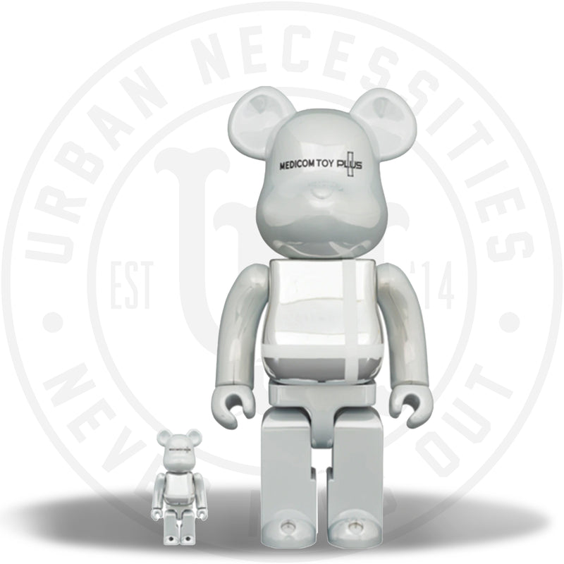 Bearbrick Medicom Toy Plus 100% u0026 400% Set White Chrome Ver. – FitminShops