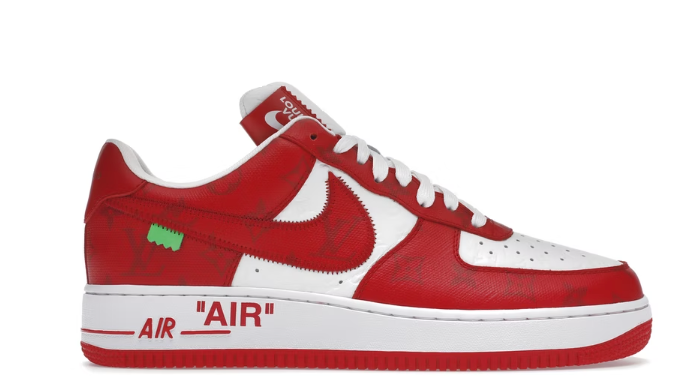 Nike Louis Vuitton Air Force 1 Low By Virgil Abloh Red Sneaker in