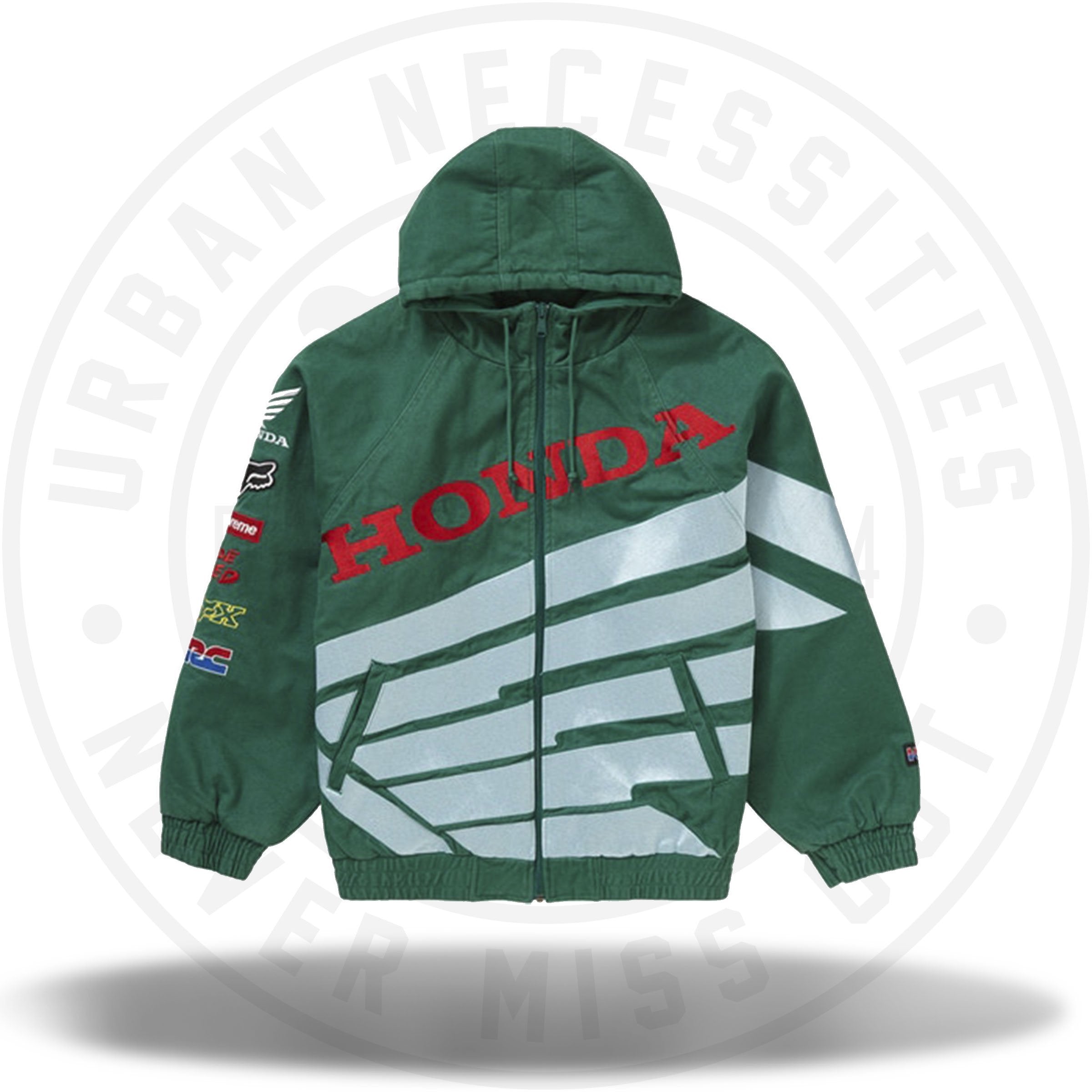 Supreme Honda Fox Racing Puffy Zip Up Jacket Dark Green