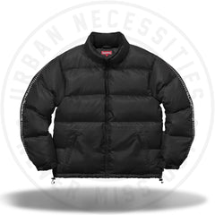 supreme reflective sleeve logo puffy jacket black