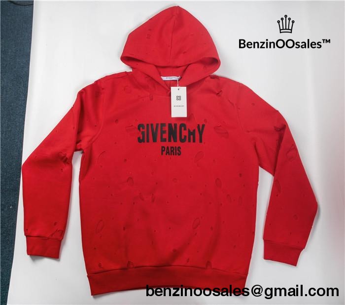 red givenchy distressed hoodie