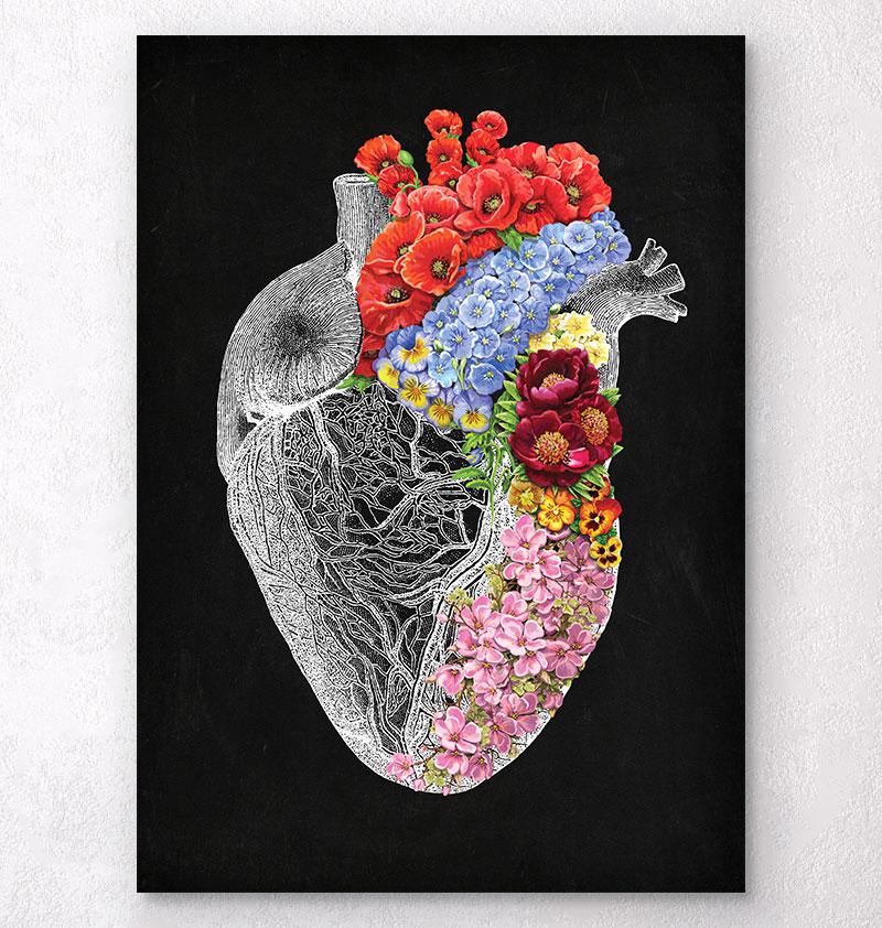 Floral heart anatomy art print - Medical Art - Codex Anatomicus