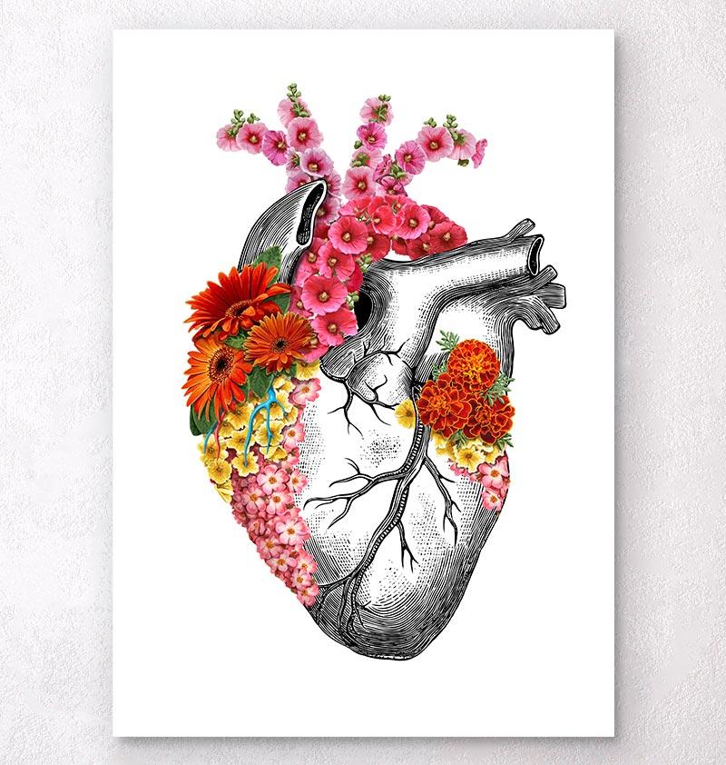 Floral Heart Anatomy Art Print Codex Anatomicus 3128