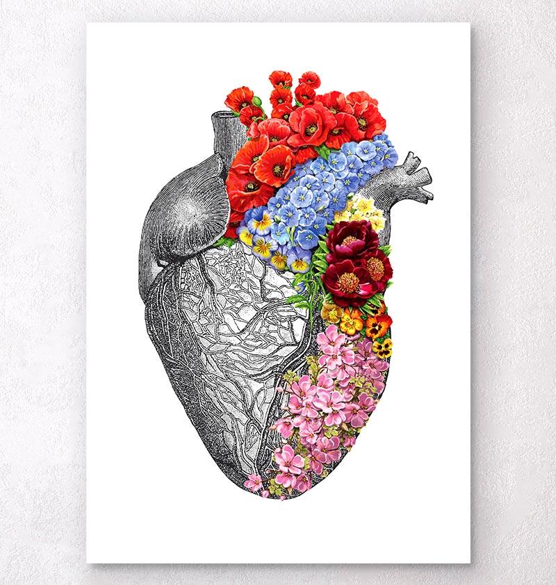 Floral Heart Anatomy Art Print Codex Anatomicus 6760