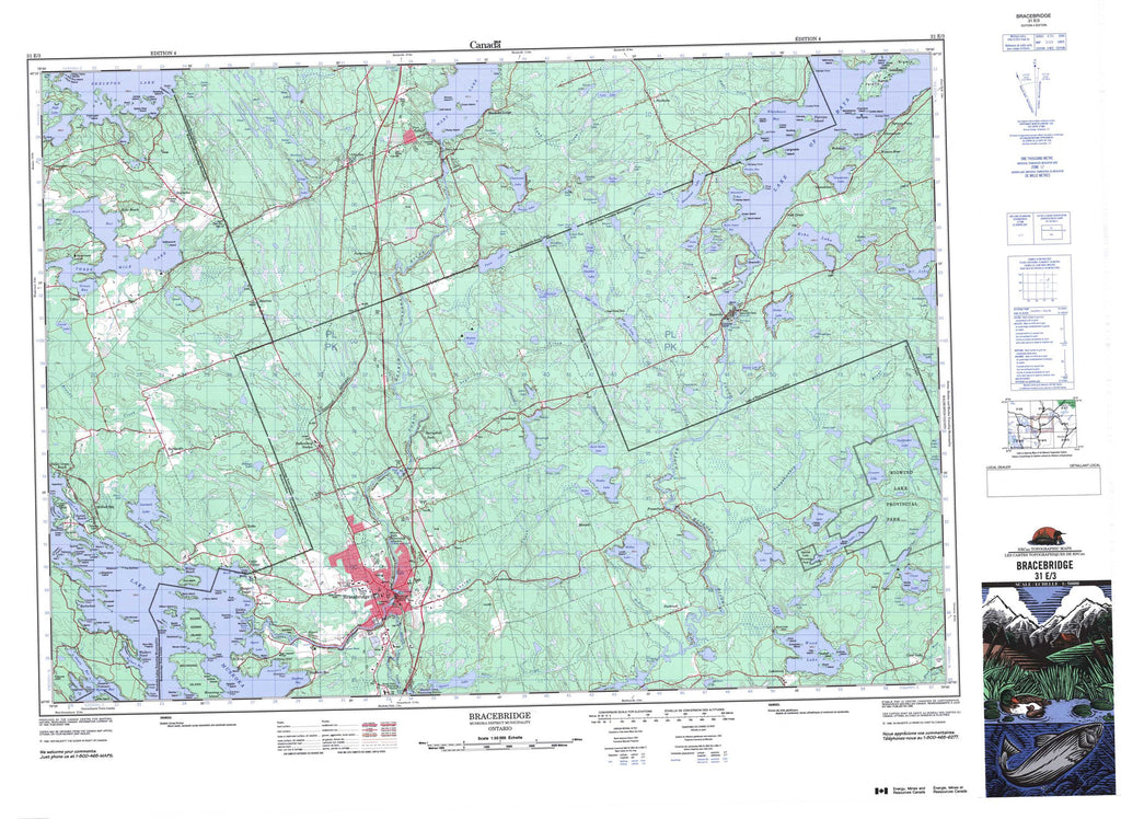 Buy Bracebridge Topo Map 031E03 YellowMaps Map Store   031e03 1 0 1024x1024 