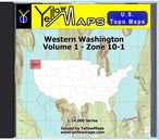 Buy digital map disk YellowMaps U.S. Topo Maps Volume 1 (Zone 10-1) Western Washington from Washington Maps Store