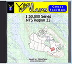 Buy digital map disk YellowMaps Canada Topo Maps: NTS Regions 32 from Quebec Maps Store