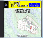 Buy digital map disk YellowMaps Canada Topo Maps: NTS Regions 33 from Quebec Maps Store