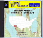 Buy digital map disk YellowMaps U.S. Topo Maps Volume 14 (Zone 12-5) Southern Arizona from Arizona Maps Store