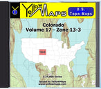 Buy digital map disk YellowMaps U.S. Topo Maps Volume 17 (Zone 13-3) Colorado from Colorado Maps Store