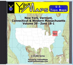 Buy digital map disk YellowMaps U.S. Topo Maps Volume 39 (Zone 18-1) New York, Vermont, Connecticut & Western Massachusetts from New York Maps Store