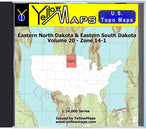 Buy digital map disk YellowMaps U.S. Topo Maps Volume 20 (Zone 14-1) Eastern North Dakota & Eastern South Dakota from South Dakota Maps Store