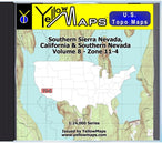 Buy digital map disk YellowMaps U.S. Topo Maps Volume 8 (Zone 11-4) Southern Sierra Nevada, California & Southern Nevada from California Maps Store