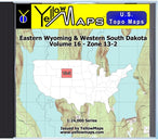 Buy digital map disk YellowMaps U.S. Topo Maps Volume 16 (Zone 13-2) Eastern Wyoming & Western South Dakota from Wyoming Maps Store