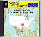 Buy digital map disk YellowMaps U.S. Topo Maps Volume 28 (Zone 15-4) Arkansas & Area from Arkansas Maps Store