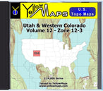 Buy digital map disk YellowMaps U.S. Topo Maps Volume 12 (Zone 12-3) Utah & Western Colorado from Utah Maps Store