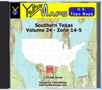 Buy digital map disk YellowMaps U.S. Topo Maps Volume 24 (Zone 14-5) Southern Texas from Texas Maps Store