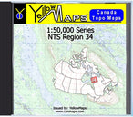 Buy digital map disk YellowMaps Canada Topo Maps: NTS Regions 34 from Quebec Maps Store