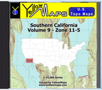 Buy digital map disk YellowMaps U.S. Topo Maps Volume 9 (Zone 11-5) Southern California from California Maps Store