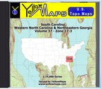 Buy digital map disk YellowMaps U.S. Topo Maps Volume 37 (Zone 17-3) South Carolina, Western North Carolina & Northeastern Georgia from South Carolina Maps Store